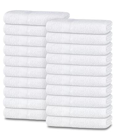 Wealuxe White Washcloths for Body and Face Towel Cotton Wash Cloths Bulk 24 Pack Flannel Spa Fingertip Wash Clothes 12x12 Inch Soft Absorbent Gym Towels White Washcloth 24-Pack