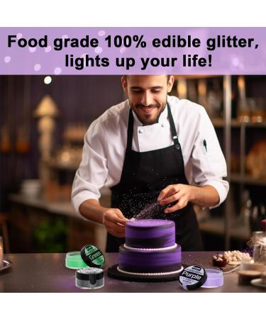 Edible Glitter - 3 Colours 100% Edible Glitter for Cakes Black Purple Green Edible Glitter for Drinks Cake Decorations Chocolates Muffins Cocktail Cream etc (4g Each) - Buy Online on GoSupps.com