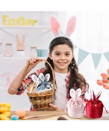 Easter Candy Bags with Bunny Ears - 4PCS Velvet Drawstring Gift Bags for Snacks & Sweets (Multicolor) - Buy Online on GoSupps.com