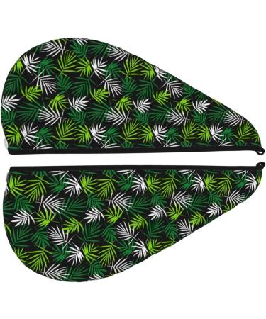 Buy Tropical Leaves Hair Towel Wrap - Quick Drying Towel Turban with Button for Effortless Hair Drying | Best International Shipping - Buy Online on GoSupps.com