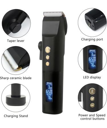 Pro Hair Clipper Hair Clipper Rechargeable Titanium Ceramic Blade Electric Pusher LCD Digital Hairdresser Suit for Men with Charging Stand - Buy Online on GoSupps.com