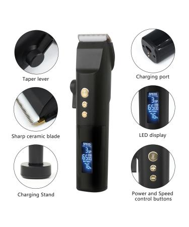 Rechargeable Hair Clippers for Men | Titanium Ceramic Blades & LCD Display | Electric Pusher with Charging Stand - Buy Online on GoSupps.com