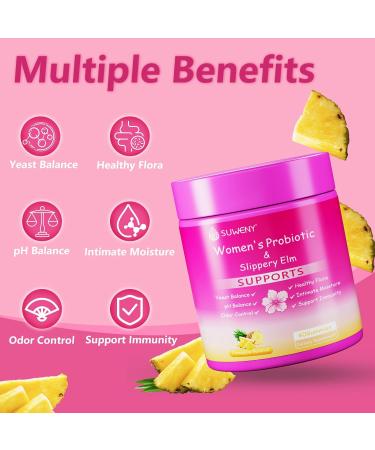 Blltzzz Her Juicy Feminine Probiotics Gummies - Pineapple Flavor | Supports pH Balance Digestion Immune System & Overall Health | with Slippery Elm | Vegan Formula - 60 Gummies (2) - Buy Online on GoSupps.com