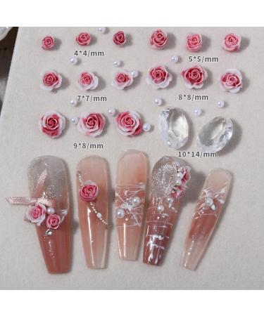 Rose Flowers Nail Round Pearls Nail Art 3D Flowers Nail Rhinestones Charm Nail Art Decor for Acrylic Nails Rose Flowers Nail Round Pearls Nail Art Nail Art Decorations - Buy Online on GoSupps.com