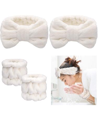 4 Pieces Spa Headband Wrist Washband Scrunchies Cuffs for Washing Face  Towel Wristbands Hair Headband Face Wash Wristband for Women Girls Makeup Prevent Liquids from Spilling Down Your Arms (White) - Buy Online on GoSupps.com