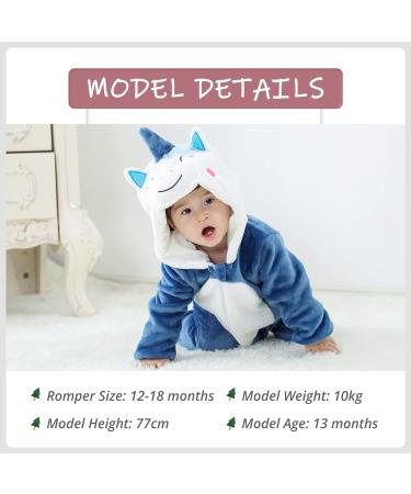 COOKY.D Unisex Winter Animal Hooded Baby Romper - Blue (12-18 Months) - Buy Online on GoSupps.com