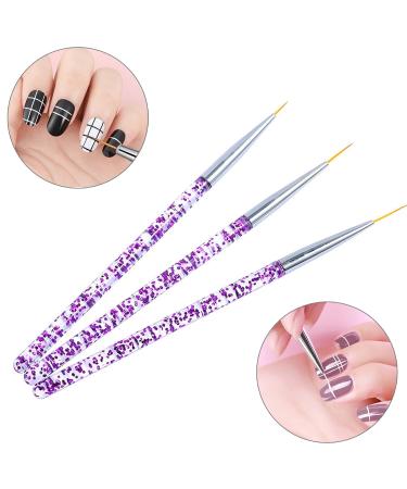 Peutpy 3-Piece Nail Art Liner Brush Set - Professional Acrylic & UV Gel Detailing Tools for Manicure & Nail Salon Accessories - Buy Online on GoSupps.com