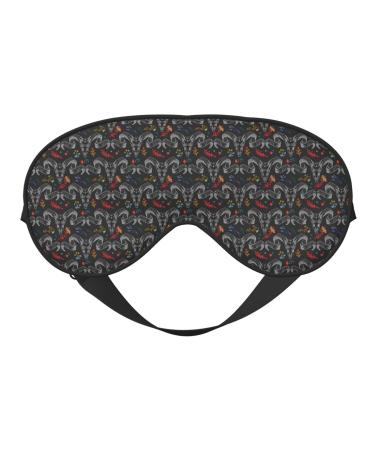 Ram Skull with Flowers Sleep Mask Adjustable Double -Sided Eye Mask Soft Sleeping Eye Covers for Sleeping Perfect Shading Reduce Eye Edema