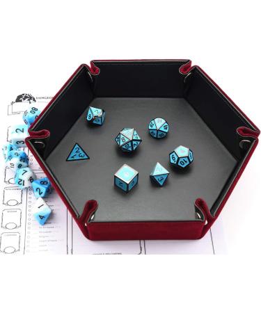 Folding Hexagon Dice Tray with Red Velvet Rolling Surface - Perfect for DND Dice Games and Storage - Buy Online on GoSupps.com