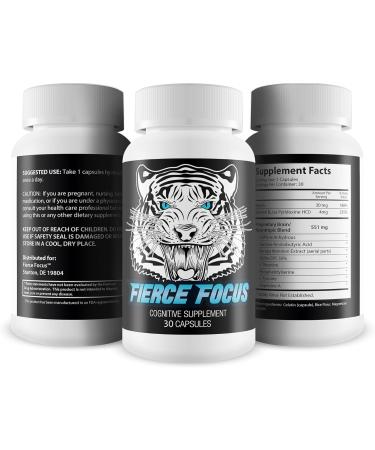 Fierce Focus - Natural Brain Function Support Supplement | Memory Focus & Clarity Nootropic - 30 Capsules - Buy Online on GoSupps.com