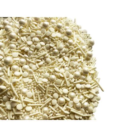 Pearl Sugar Sprinkles Candy 120g/4.2oz Mixing Size Baking Cake Decorations Cupcake Toppers Jimmies Cookie Decorating Celebrations Wedding Shower Party Chirstmas Supplies (White)