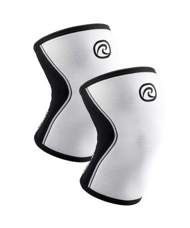 Rehband Kniebandage for Kraftsport & Fitness - Kniebandage 7mm Neopren flexible & non -slip Knee Sleeve for men & women white - 1 pair XL