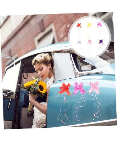 FRCOLOR 6pcs Glossy Decorative Bow Set - Yellow Pink & Purple Ribbon Bows for DIY Gifts & Present Wrapping | International Shipping Available - Buy Online on GoSupps.com