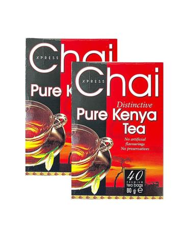 Chai Xpress Pure Kenya Tea | 40 Tea Bags | Distinctive Tea | No Artificial Flavourings | No Preservatives | Indian Origin | 80G | Pack Of 2