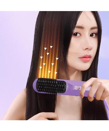 1/2 Cordless Hair Straightening Comb - Portable Ionic Brush with 3 Heat Settings | USB Rechargeable Anti-Scald Straightener for Curly Hair - Buy Online on GoSupps.com