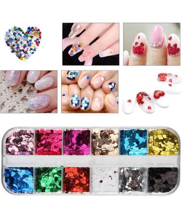 Nail Seedlettes - 36 Glitter Sequin Shapes (Hearts Stars Moons) | Holographic Nail Art Accessories for DIY Crafts & Decorations - Buy Online on GoSupps.com