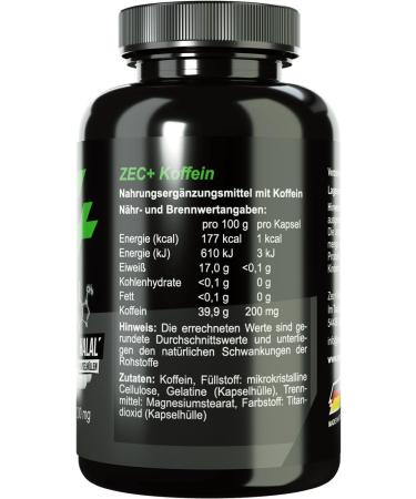 Zec+ Nutrition High-Dose Caffeine Capsules - 90 Capsules | 200mg Caffeine per Capsule | Caffeine Booster | Made in Germany - Fast International Shipping - Buy Online on GoSupps.com