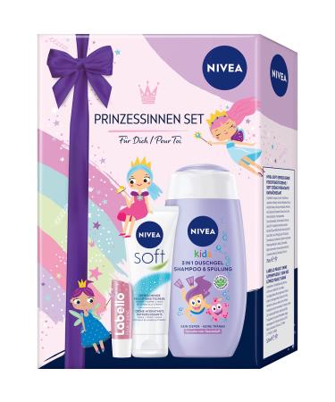 Nivea Princesses Set - Moisturizing Gift Set for Kids | 3-in-1 Shampoo Soft Cream & Labello | Extra Mild Care for Little Princesses - Buy Online on GoSupps.com