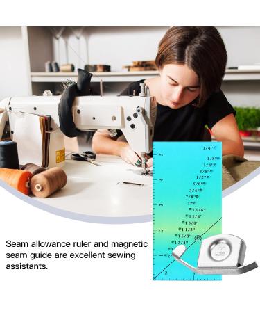 Magnetic Seam Guide Ruler for Sewing Machine - 2 PCS Set | Straight Line Hems, Quilts, Clothing, Fabrics | Acrylic Seam Allowance Ruler - Multicolored - Buy Online on GoSupps.com