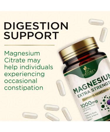 Magnesium Mineral Supplement 1000 mg - High Potency Magnesium Citrate for Bone Heart Health Nerves & Muscle Support Nature's Magnesium Complex for Whole Body Support Bottled in USA - 120 Capsules 120 Count (Pack of 1) - Buy Online on GoSupps.com