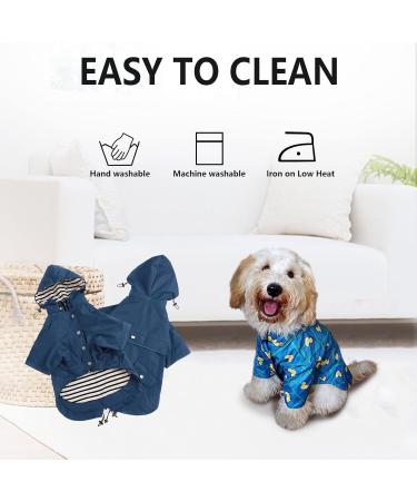 Minezi Waterproof Dog Coat with Zipper & Reflective Buttons | Adjustable Strap & Removable Hood | XS (38-42cm) - Dark Blue - Buy Online on GoSupps.com