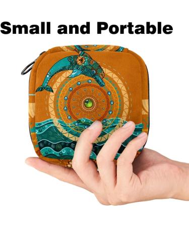Portable Women's Menstrual Bags | Retro Ethnic Mandala Dolphin Design | Perfect for Pads & Cups - Ideal for Teen Girls - Buy Online on GoSupps.com