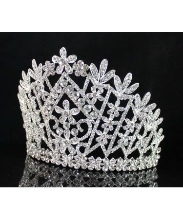 Daisy Clear Austrian Crystal Rhinestone Tiara Crown - Silver | Perfect for Bridal, Prom, Pageant - T1861 - Buy Online on GoSupps.com