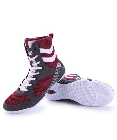 HUANLE Youth Sports Boxing Shoes Breathable Mens Wrestling Shoes Fitness Sanda Shoes Ankle Guard Squat Shoes Non-Slip Fighting Shoes High-top Training Competition Shoes for Men Bodybuilding Boots 10 White,red