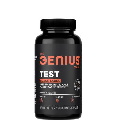 The Genius Brand Test Black Label - Testosterone Supplement for Men - Muscle Support Energy & Performance Support - with D-Aspartic Acid Magnesium Korean Red Ginseng & Vitamins - 120 Capsules