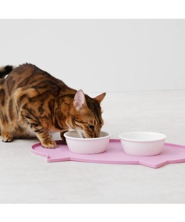 Navaris Cat Food Bowl Mat - 50x32 cm Silicone Non-Slip Feeding Placemat with Cat Ears Design - Pink - Buy Online on GoSupps.com
