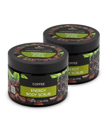 Nature's Beauty Cinnamon Coffee Energy Body Scrub Multi-Pack - Gently Exfoliate Energize & Invigorate Dull Skin Made w/Pomegranate & Babassu Oil + Coffee Seed Powder 11.3 oz (2 Pack)