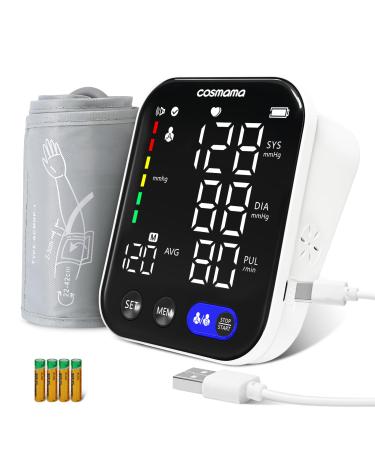 Blood Pressure Monitor Accurate Automatic BP Machine with 2x120 Reading Memory LED Large Display with Background Light Upper Arm XL 8.6"-16.5" Cuff Blood Pressure Monitors for Home Use- Black