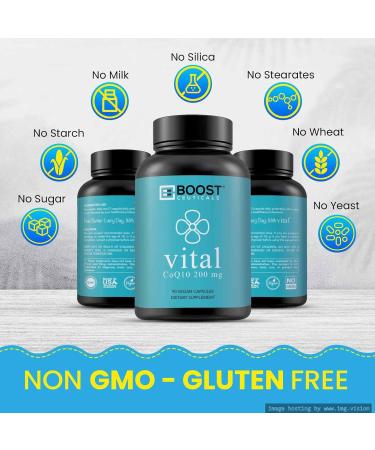 CoQ10 200mg - High Absorption Vegan Supplement with Bioperine | Non-GMO Gluten-Free 90 Capsules - Buy Online on GoSupps.com