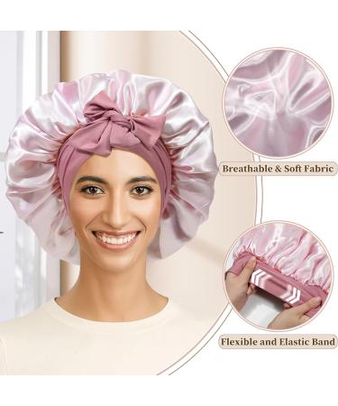 Welrog Satin Hair Hood for Women - Double-Sided Silk Bonnet for Hair Protection - Sleep in Style - Pink #1 & Pink #2 - Buy Online on GoSupps.com