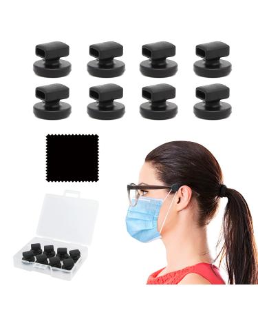 ANYGIFT 4 Pairs Adjustable Eyeglass Hooks for Mask Holders to Protect Ears, Silicon Ear Saver for Masks Glasses, Mask Strap Extender for Sunglasses is Suitable for All Mask Wearer (Black) 8 Count (Pack of 1) 4.0