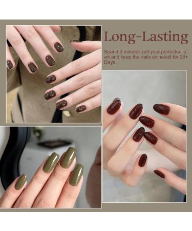 Tonitu G Gel Nail Polish Set 6 Colors Gel Polish Kit Glitter Gold Beige Deep Brown Chocolate Burgundy Nail Art Design Soak Off LED at Manicure DIY Home Salon Gifts for Women Girls Cozy Browns - Buy Online on GoSupps.com
