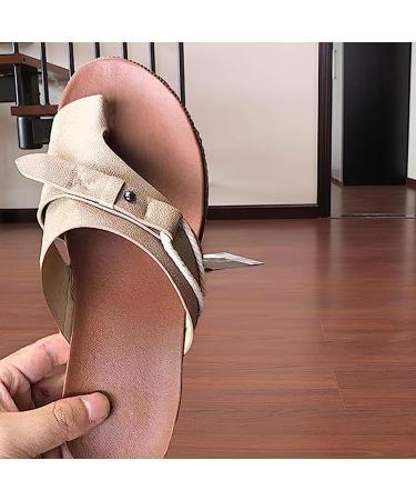 Women's Orthopedic Leather Bunion Slippers - Summer Flat Sandals for Plantar Fasciitis - Brown - Buy Online on GoSupps.com