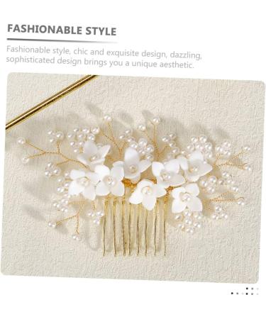 Housoutil Bridal Comb Hair Gems for Women Bridal Hair Side Comb Bride Hair Accessory Bridal Flower Hair Comb Bride Headpiece Hair Accessories for Women Pearl Beautiful Miss Ceramic Flower - Buy Online on GoSupps.com