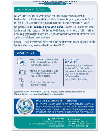 Dr. Beckmann Aktiv-WeiÃ Towels - Bright White with Every Wash | 15 Piece Pack (2 Packs) | Anti-Gray Laundry Solution - Buy Online on GoSupps.com