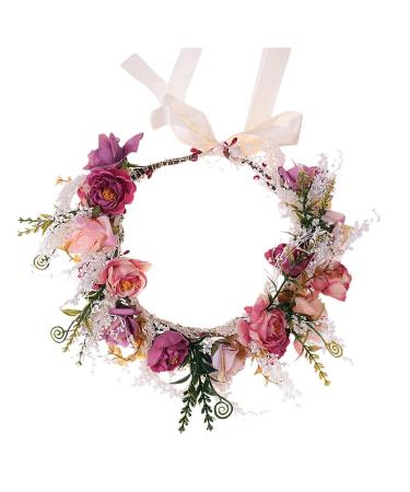 Rose Flower Crown Bridal Headband - Boho Floral Hair Wreath for Wedding, Festival Photos - Buy Online on GoSupps.com