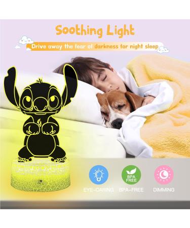 Eygerur 3D LED Stitch Night Light | 16 Colors Dimmable | USB Powered | Touch Control & Remote | Kids' Room Decoration - Buy Online on GoSupps.com