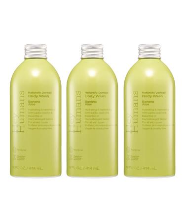 HEY HUMANS Banana Aloe Moisturizing Body Wash with Natural Ingredients & Jojoba Oil | Clean Vegan Sulfate Free Bath & Body Wash for Women & Men | Recyclable Bottle 14 fl. oz. - Pack of 3 14 Fl Oz (Pack of 3) - Buy Online on GoSupps.com