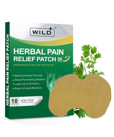 WILD+ Knee Pain Relief Patches 10PCS Large Max Strength Herbal Heat Patches for Pain Relief Knee Patches Warming Arthritis Joint Pain Relief Plaster for Neck/Shoulder/Back/Muscles/Knee Pain 10 PCS