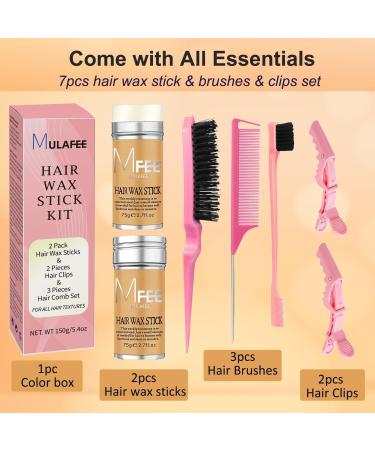 MULAFEE 2 Pack Hair Wax Stick Kit Wax Stick for Smooth Hair Wigs Non-Greasy Styling Wax for Fly Away and Edge Frizz Hair Slick Stick with Comb & Hair Clips Set - Buy Online on GoSupps.com