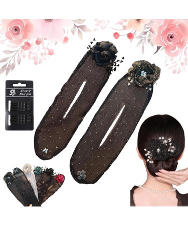 Ball Hair Clip Flower Hair Bun Roller Ball Hair Clip Bun Roller Flower Hair Clip Lazy Hair Curler Deft Bun Magic Twist Clip Hair Accessories Easy Fast Snap Roll Hair Tool (2pcs-B)