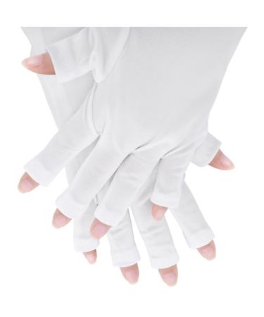simarro Anti-UV Gloves for Gel Nail Lamp Professional UPF50+ UV Protection Gloves for Manicures UV Sun Protection Fingerless Gloves Protect Hands from UV for Light(White Fingerless)