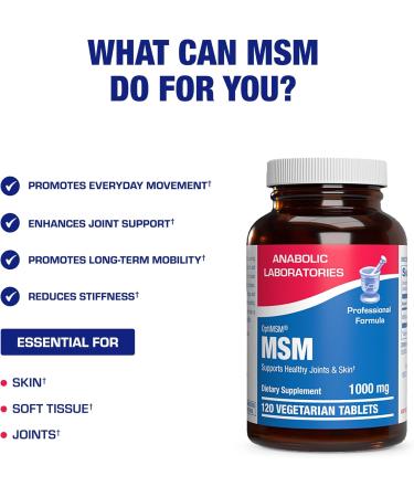 Methylsulfonylmethane MSM Supplement 1000mg - High Strength Soft Tissue & Joint Support Supplement with MSM from OptiMSM - Vegetarian Non-GMO & Made in the USA in cGMP Facilities - 60 Servings - Buy Online on GoSupps.com