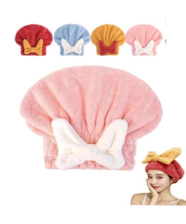 New Super Absorbent Hair Towel Wrap for Wet Hair Head Wrap Towel for Wet Hair Soft Absorbent Quick Drying Cap 2024 New Microfiber Hair Towel Wrap for Curly Long All Hair Types(Pink)