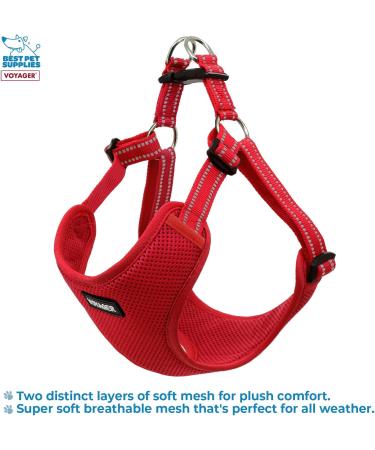 Voyager Adjustable Dog Harness with Reflective Stripes - M Size - Red - No Pull Vest for Walking and Jogging - Buy Online on GoSupps.com