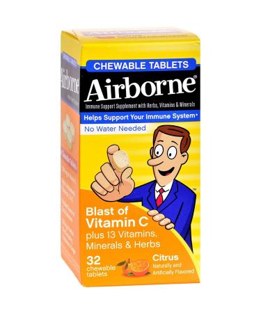 Airborne Chewable Tablets With Vitamin C - Citrus - 32 Tablets